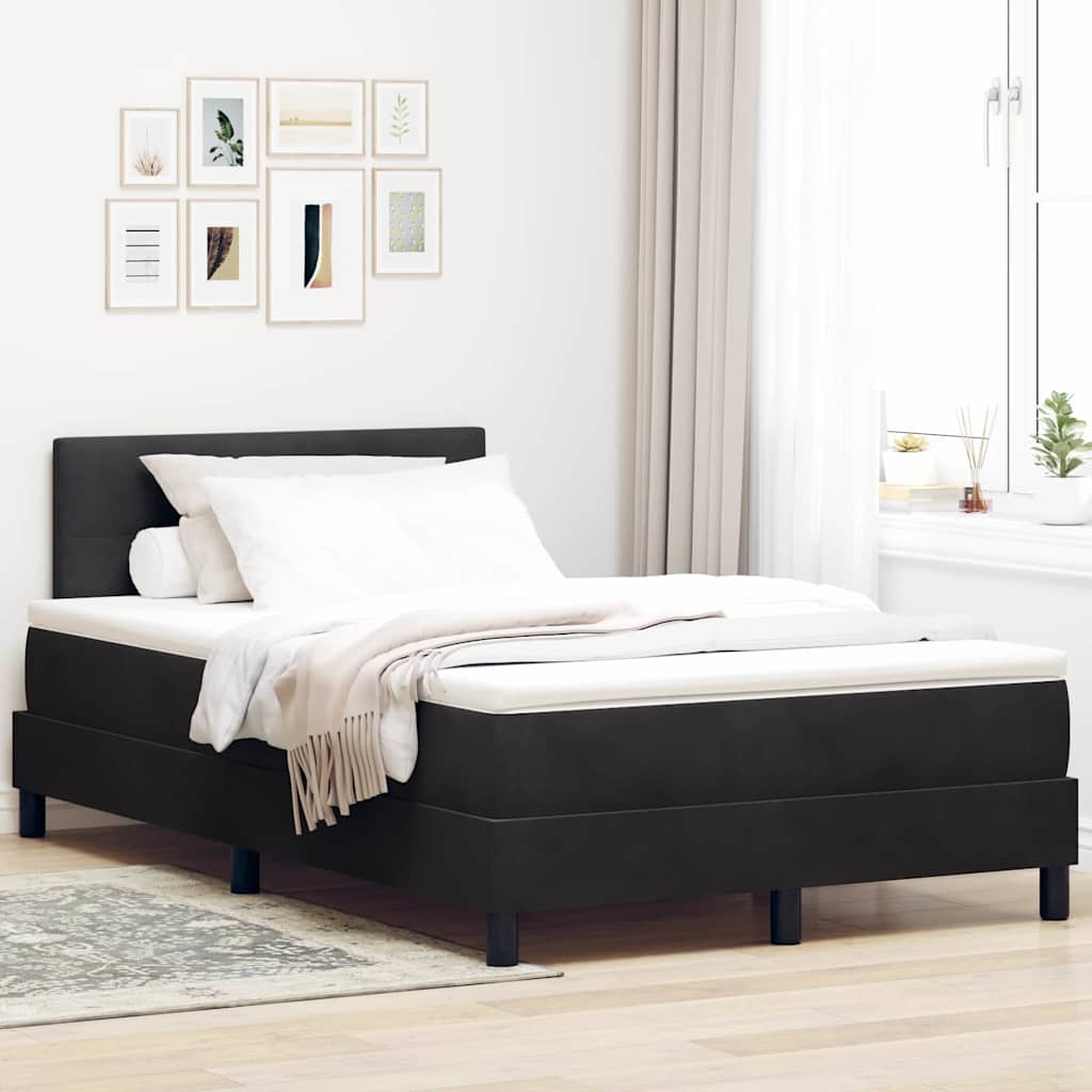 vidaXL Κρεβάτι με ελατήρια με κεφαλάρι Μαύρο 120 x 190 cm Βελούδο