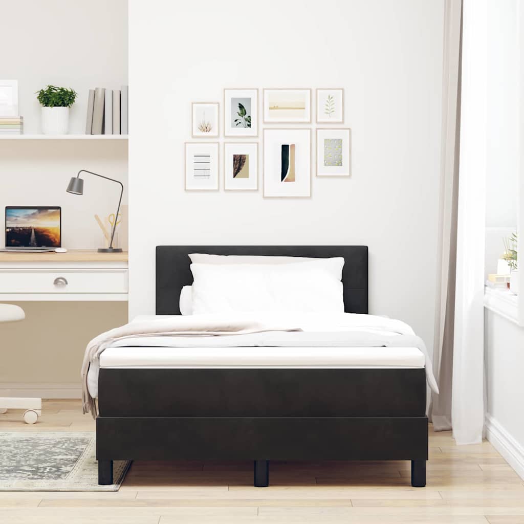 vidaXL Κρεβάτι με ελατήρια με κεφαλάρι Μαύρο 120 x 190 cm Βελούδο