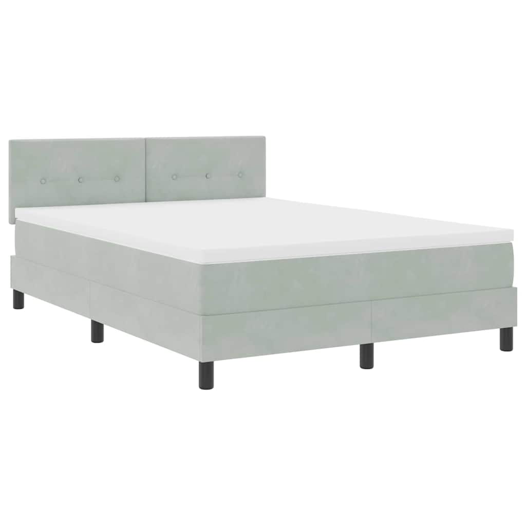 vidaXL Κρεβάτι με ελατήρια Ανοιχτό γκρι 140 x 200 cm Βελούδο