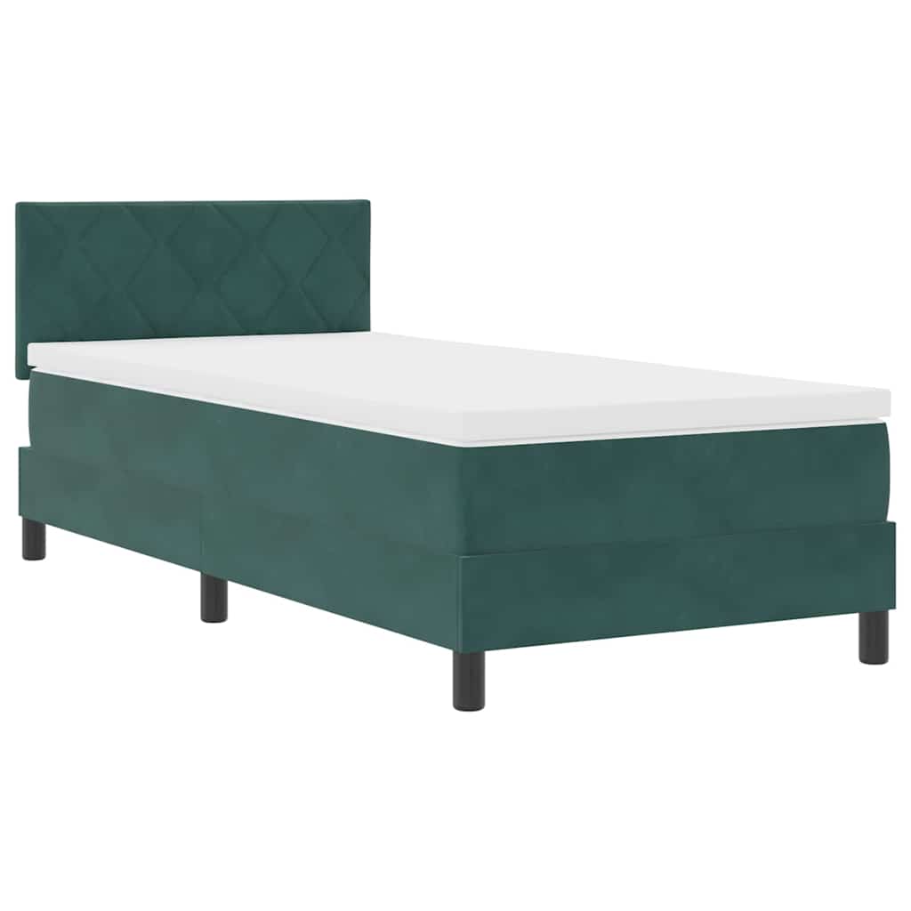 vidaXL Κρεβάτι με ελατήρια Σκούρο Πράσινο 90 x 200 cm Βελούδο