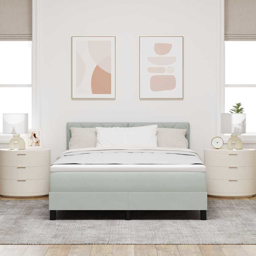 vidaXL Κρεβάτι με ελατήρια Ανοιχτό γκρι 140 x 200 cm Βελούδο