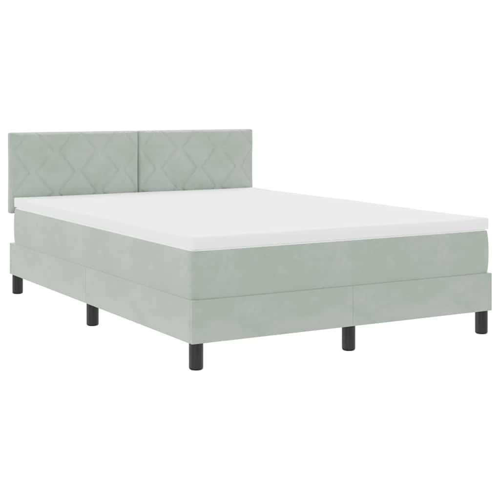 vidaXL Κρεβάτι με ελατήρια Ανοιχτό γκρι 140 x 200 cm Βελούδο