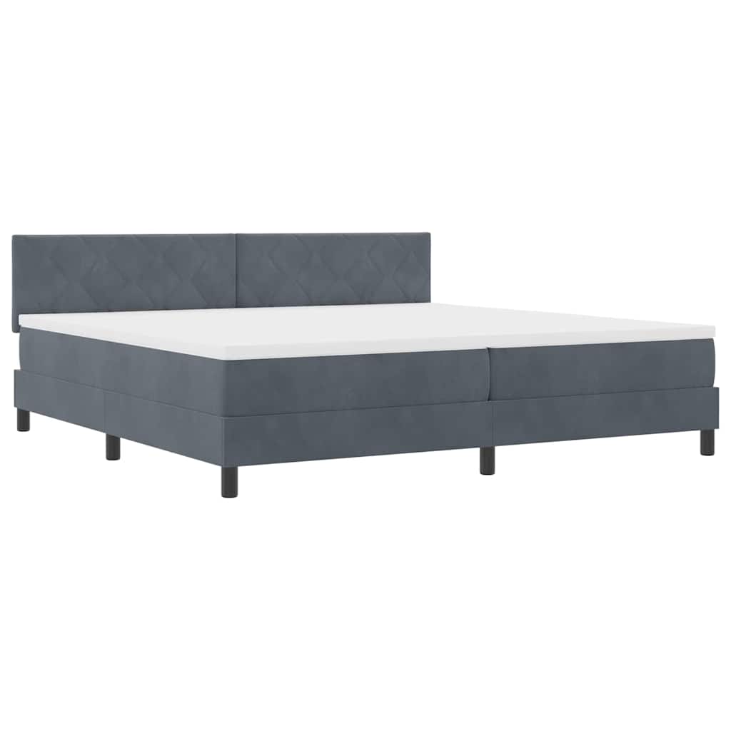 vidaXL Κρεβάτι με ελατήρια Σκούρο Γκρι 200 x 200 cm Βελούδο