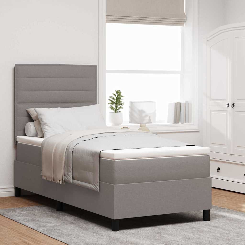 vidaXL Κρεβάτι με ελατήρια με κεφαλάρι Taupe 100 x 200 cm ύφασμα