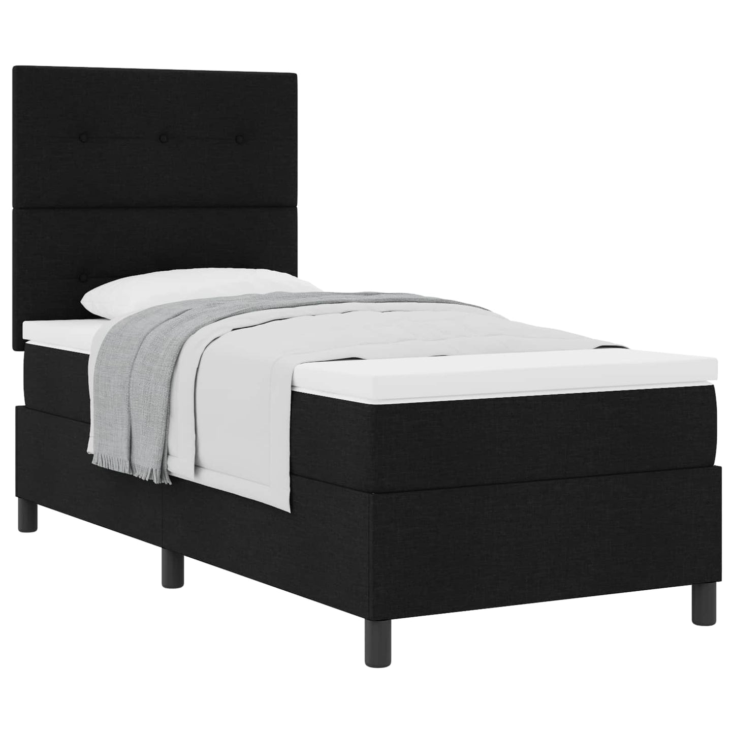 vidaXL Κρεβάτι με ελατήρια με κεφαλάρι Μαύρο 80 x 200 cm ύφασμα