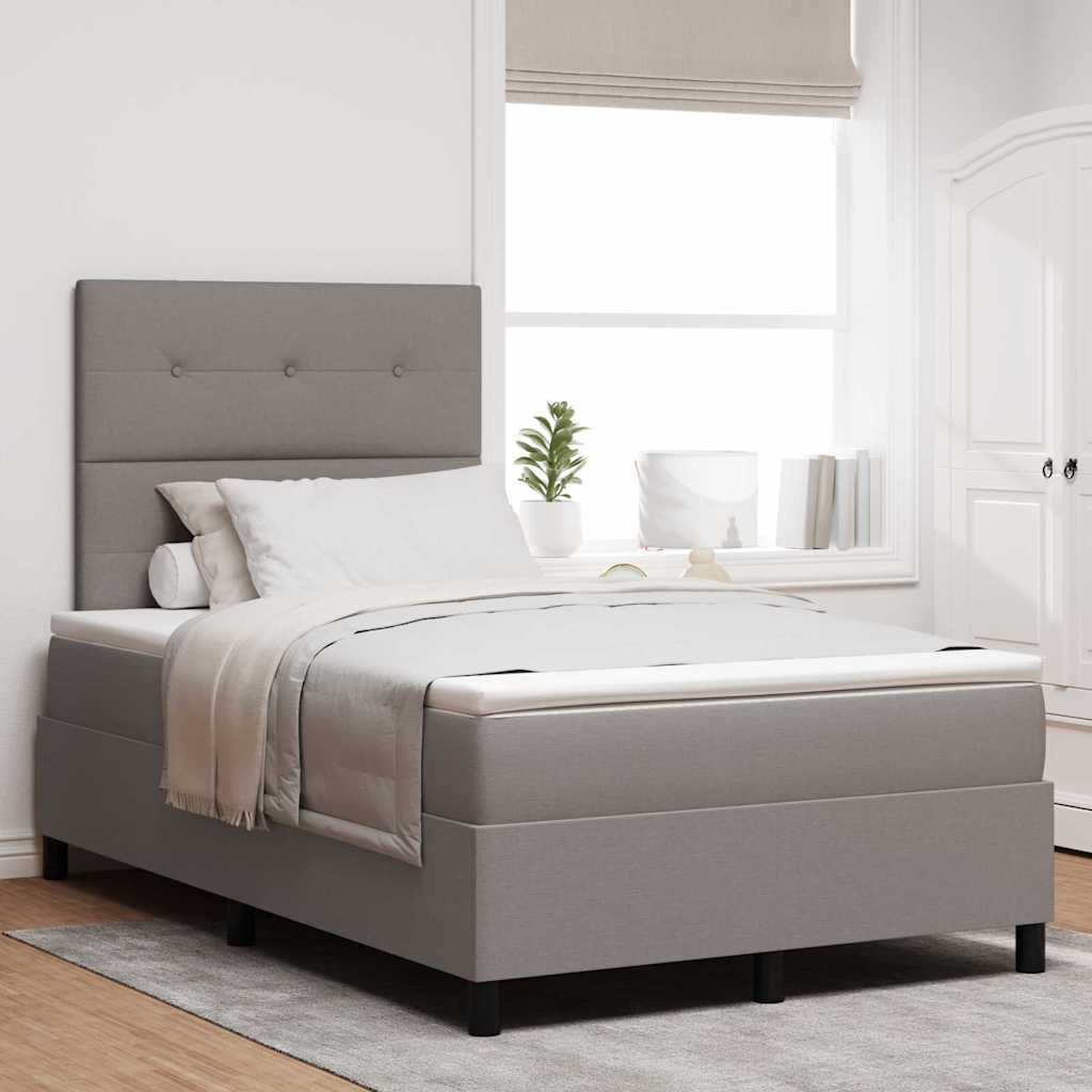 vidaXL Κρεβάτι με ελατήρια με μαξιλάρι Taupe 120 x 190 cm ύφασμα