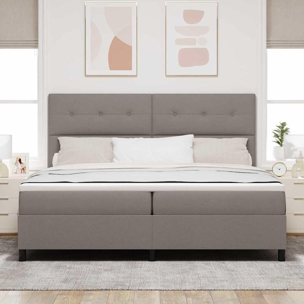 vidaXL Κρεβάτι με ελατήρια με κεφαλάρι Taupe 200 x 200 cm ύφασμα