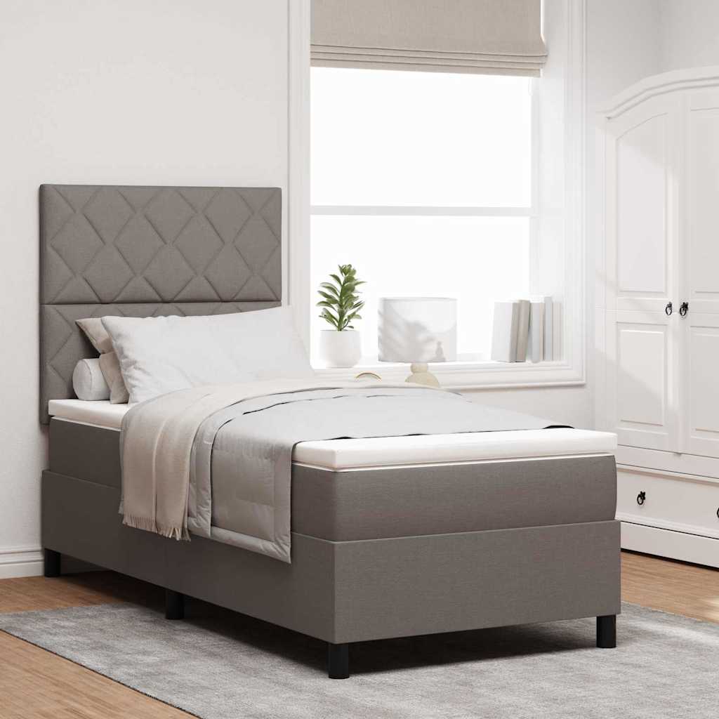 vidaXL Κρεβάτι με ελατήρια με κεφαλάρι Taupe 90 x 200 cm ύφασμα