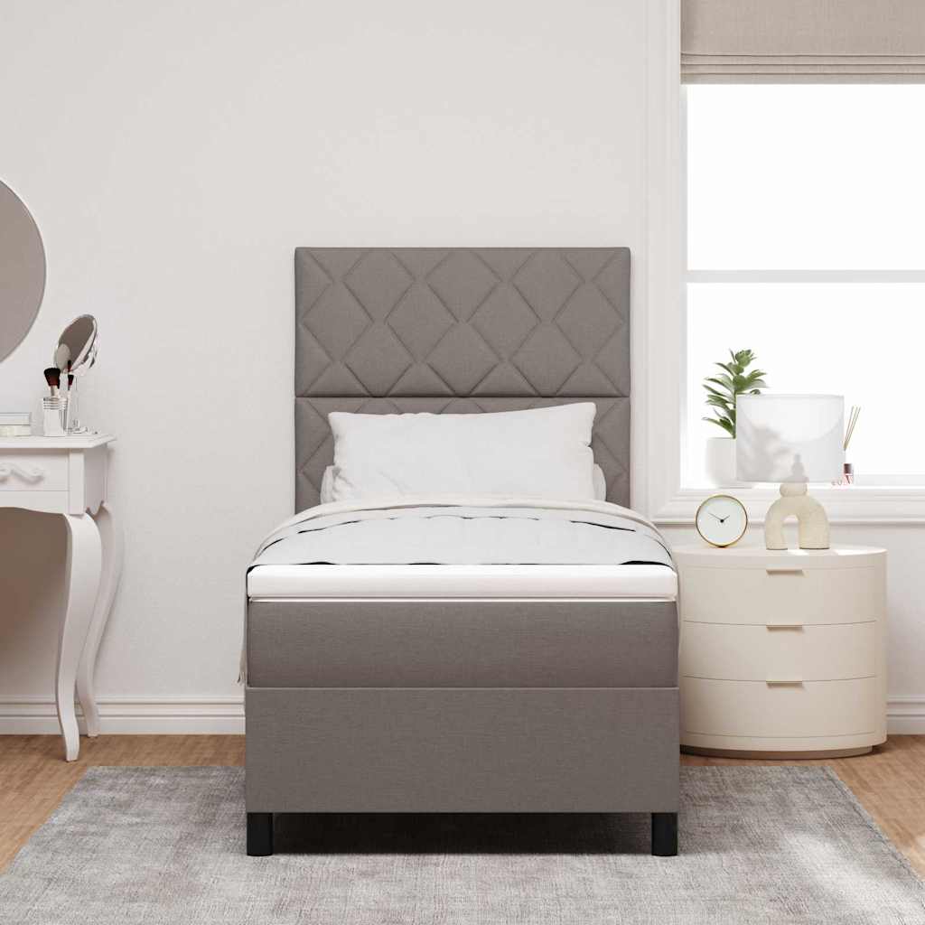 vidaXL Κρεβάτι με ελατήρια με κεφαλάρι Taupe 90 x 200 cm ύφασμα