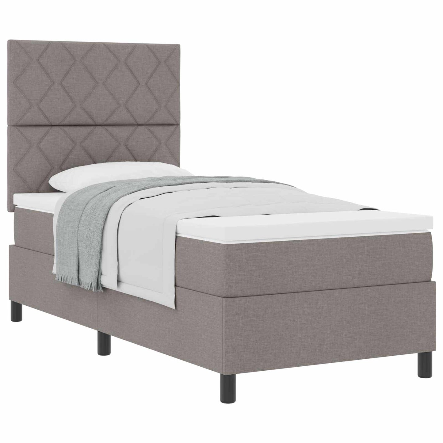 vidaXL Κρεβάτι με ελατήρια με κεφαλάρι Taupe 90 x 200 cm ύφασμα