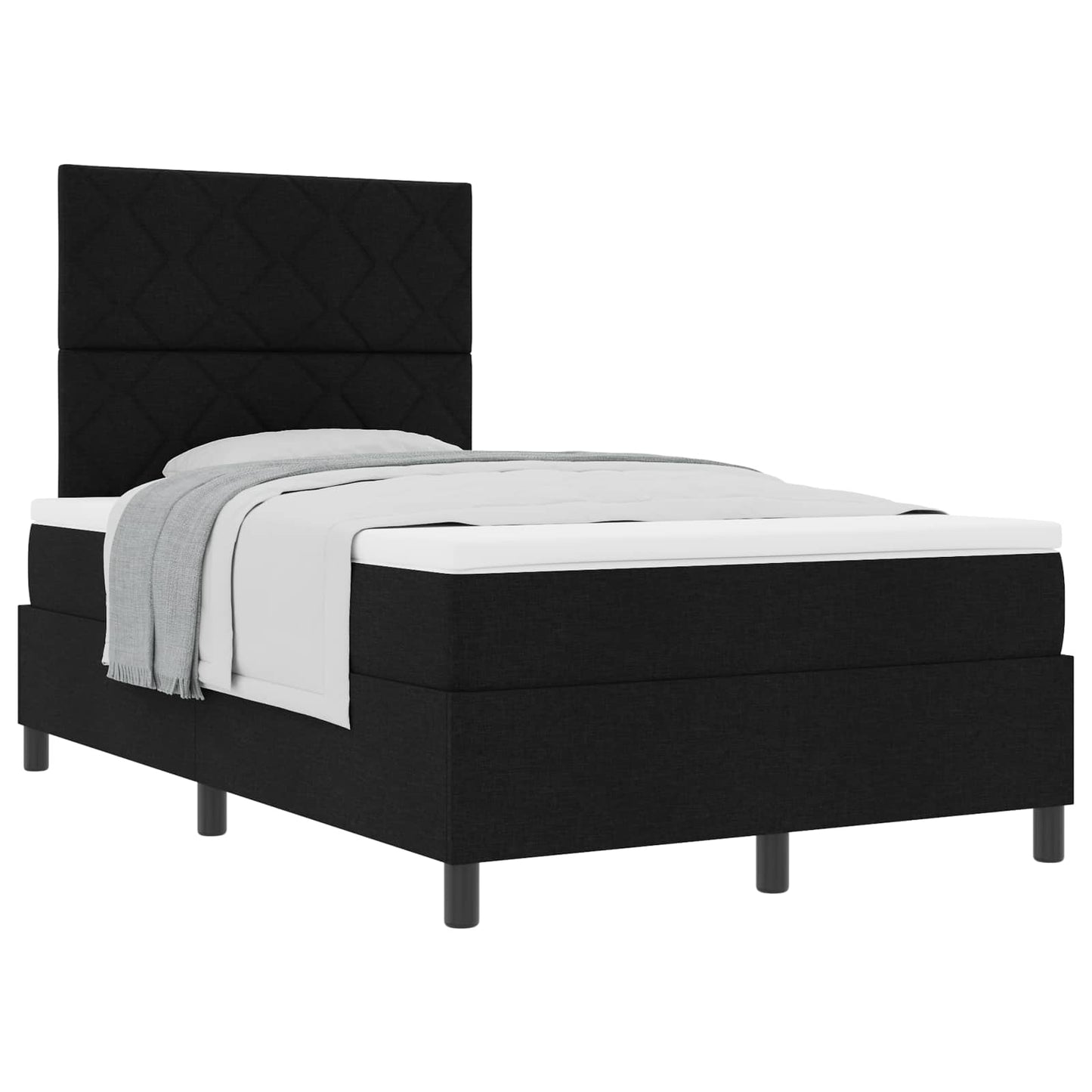 vidaXL Κρεβάτι με ελατήρια με μαξιλάρι Μαύρο 120 x 200 cm ύφασμα