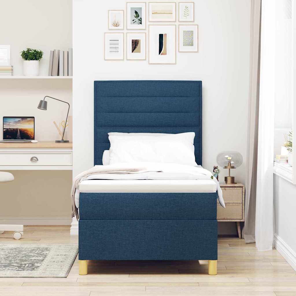 vidaXL Κρεβάτι με ελατήρια με στρώμα Μπλε 80 x 200 cm ύφασμα