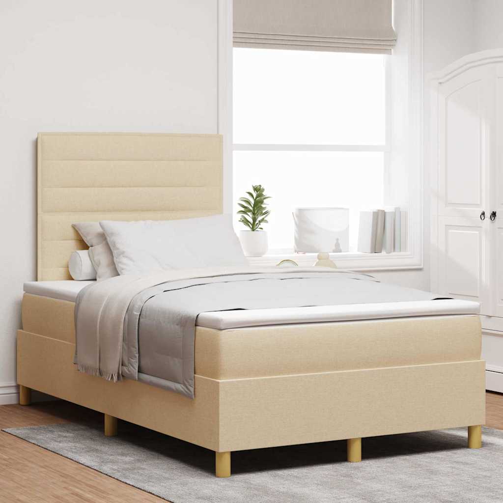 vidaXL Κρεβάτι με ελατήρια με στρώμα Κρεμ 120 x 190 cm ύφασμα