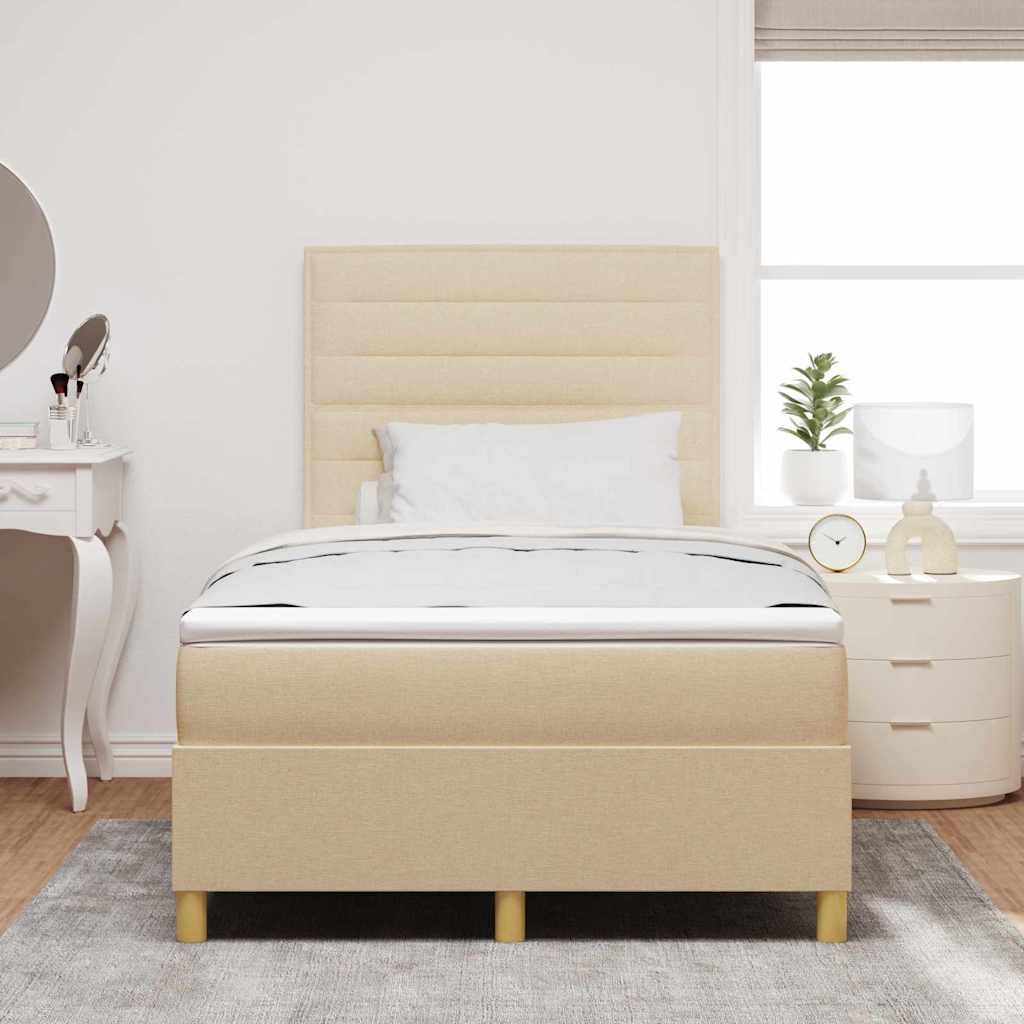 vidaXL Κρεβάτι με ελατήρια με στρώμα Κρεμ 120 x 190 cm ύφασμα