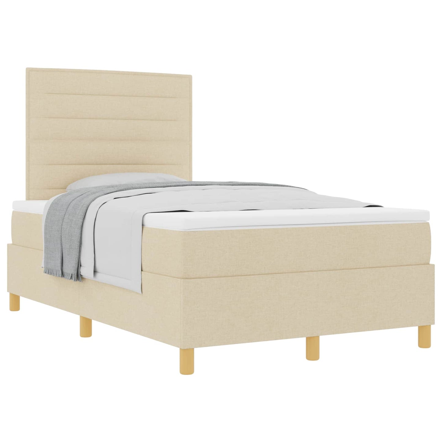vidaXL Κρεβάτι με ελατήρια με στρώμα Κρεμ 120 x 190 cm ύφασμα