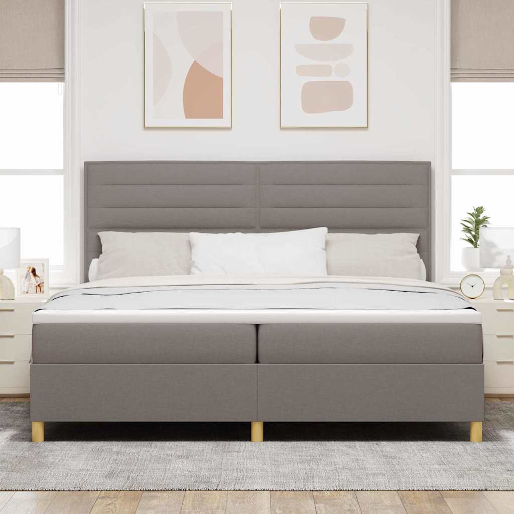 vidaXL Κρεβάτι με ελατήρια με κεφαλάρι Taupe 200 x 200 cm ύφασμα