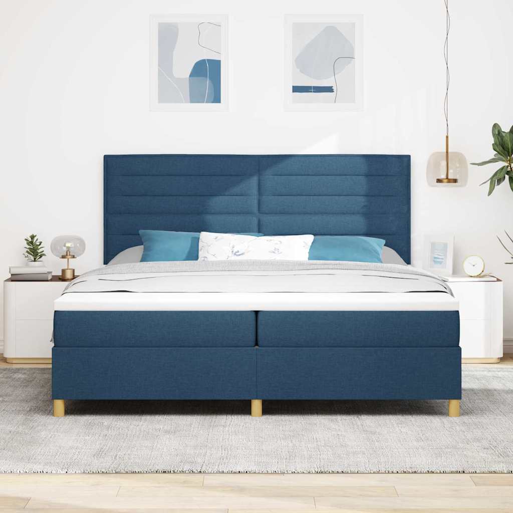 vidaXL Κρεβάτι με ελατήρια με κεφαλάρι Μπλε 200 x 200 cm ύφασμα