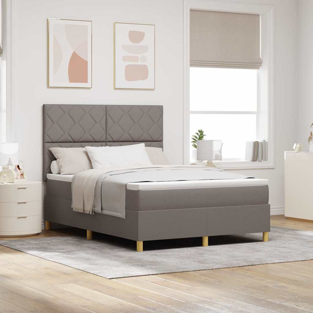 vidaXL Κρεβάτι με ελατήρια με κεφαλάρι Taupe 140 x 200 cm ύφασμα