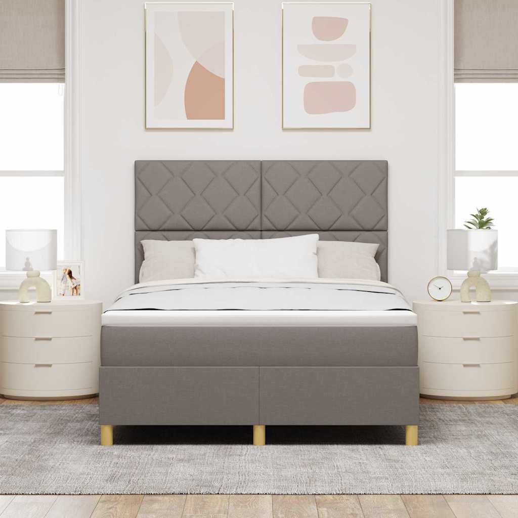 vidaXL Κρεβάτι με ελατήρια με κεφαλάρι Taupe 140 x 200 cm ύφασμα