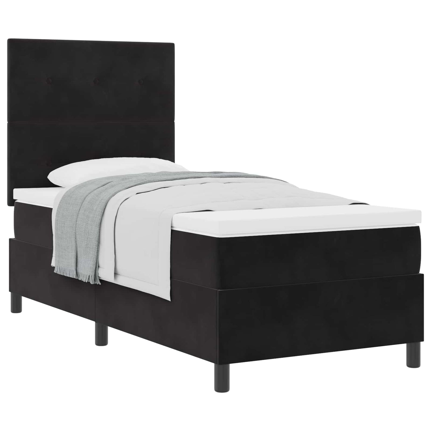 vidaXL Κρεβάτι με ελατήρια με κεφαλάρι Μαύρο 80 x 200 cm Βελούδο