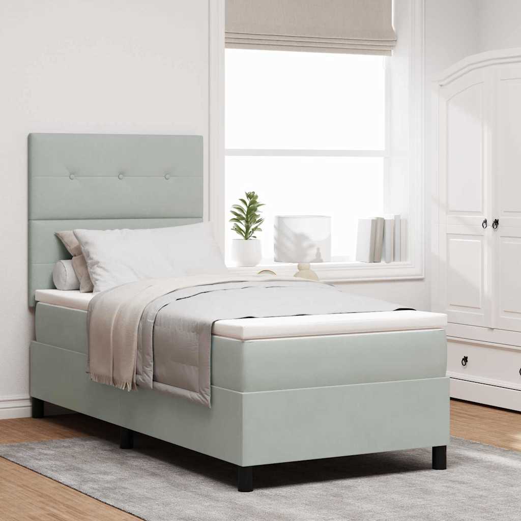 vidaXL Κρεβάτι με ελατήρια Ανοιχτό γκρι 90 x 200 cm Βελούδο