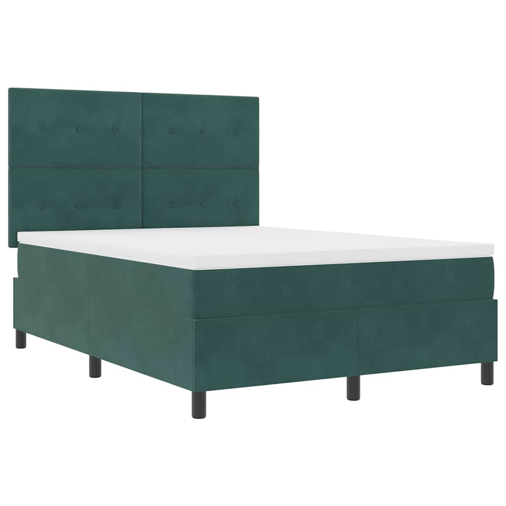 vidaXL Κρεβάτι με ελατήρια Σκούρο Πράσινο 140 x 190 cm Βελούδο