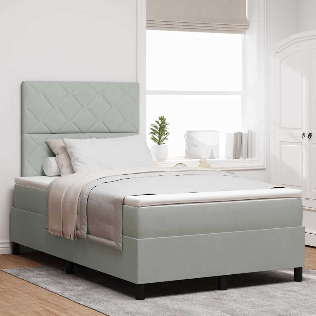 vidaXL Κρεβάτι με ελατήρια Ανοιχτό γκρι 120 x 200 cm Βελούδο