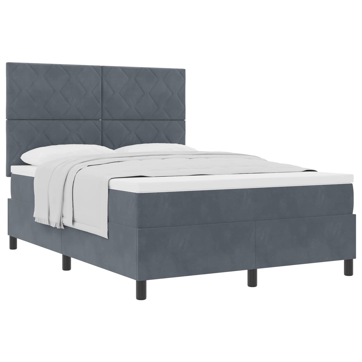 vidaXL Κρεβάτι με ελατήρια Σκούρο Γκρι 140 x 190 cm Βελούδο