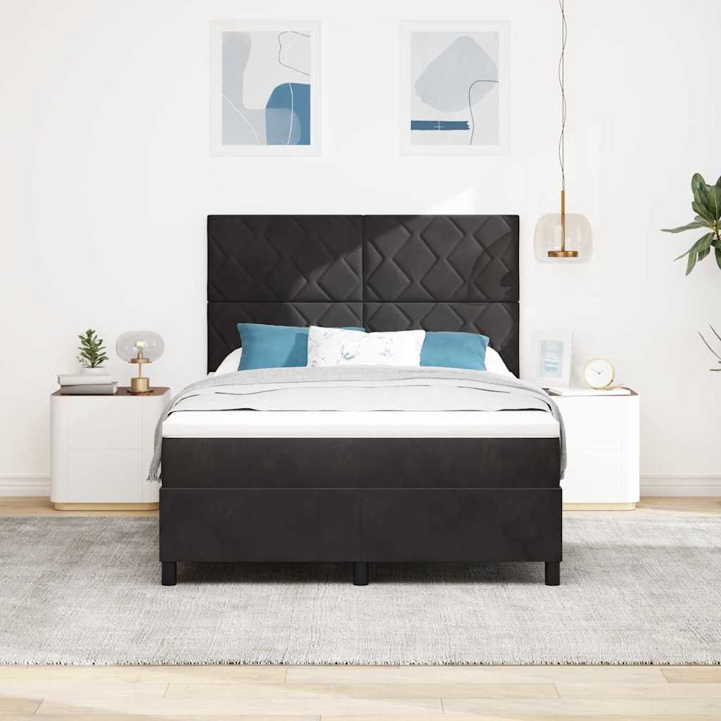 vidaXL Κρεβάτι με ελατήρια με κεφαλάρι Μαύρο 140 x 190 cm Βελούδο