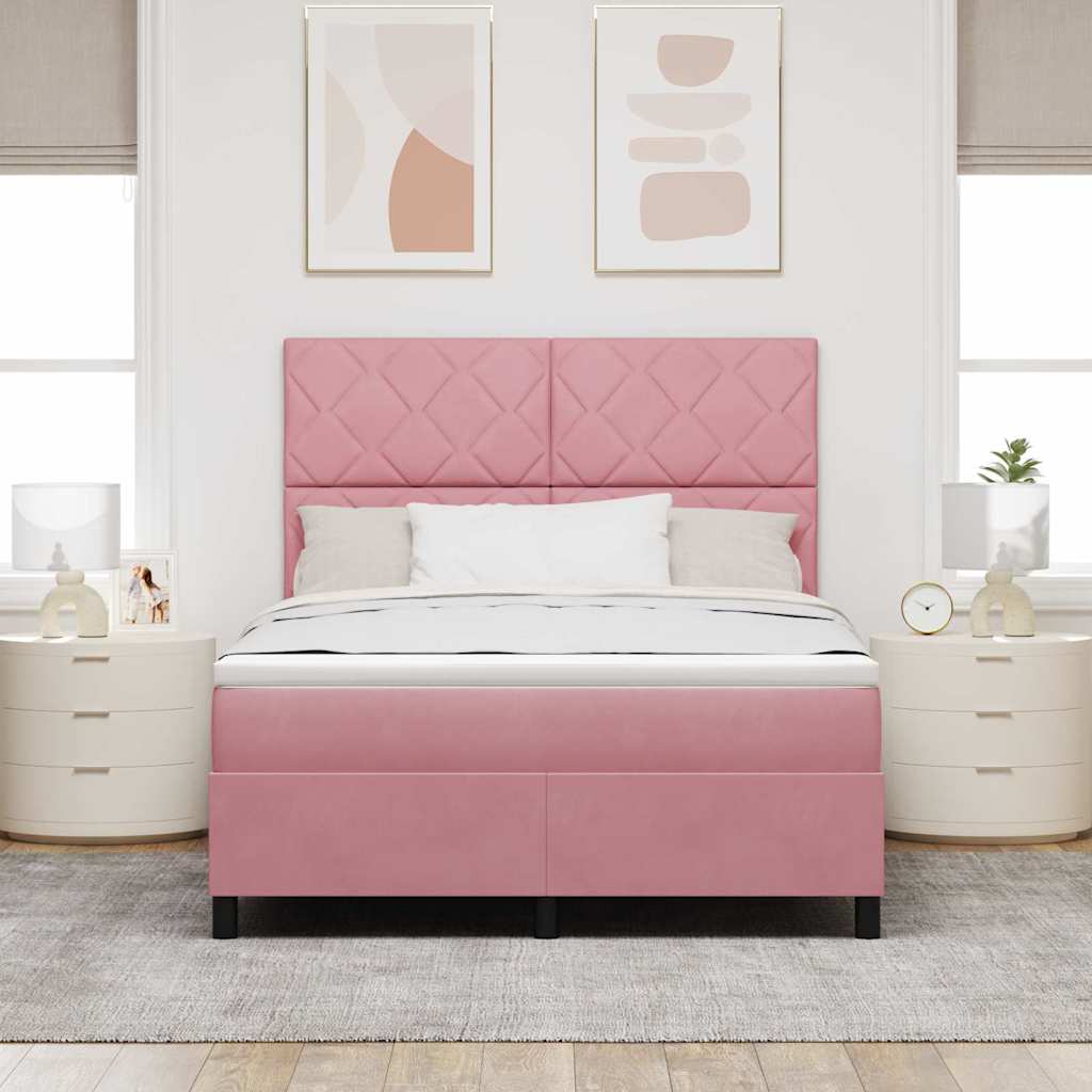 vidaXL Κρεβάτι με ελατήρια με κεφαλάρι Ροζ 160 x 200 cm Βελούδο