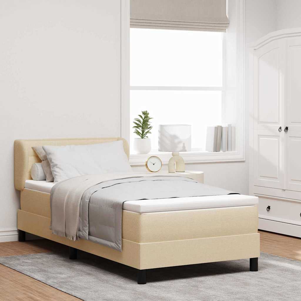 vidaXL Κρεβάτι με ελατήρια με κεφαλάρι Κρεμ 100 x 200 cm ύφασμα