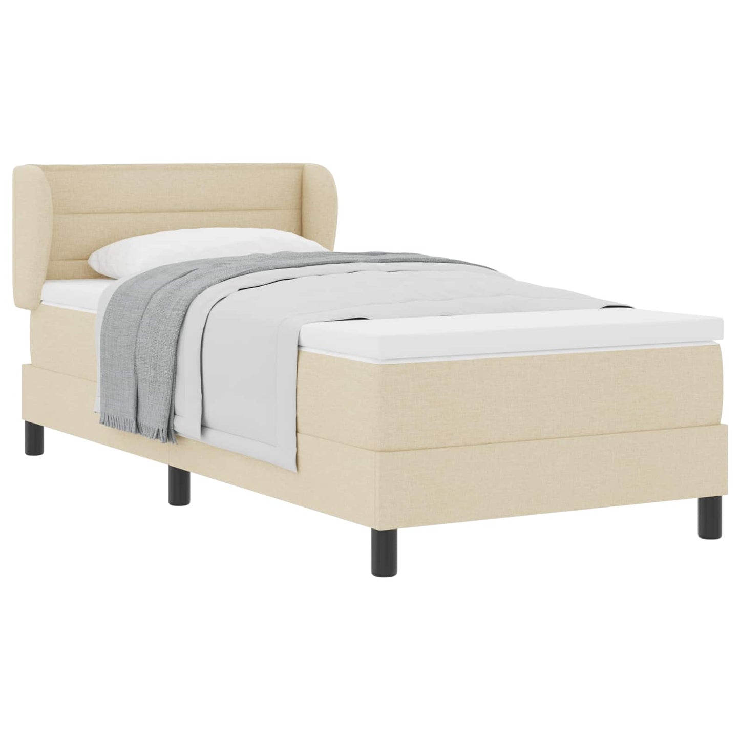 vidaXL Κρεβάτι με ελατήρια με κεφαλάρι Κρεμ 100 x 200 cm ύφασμα