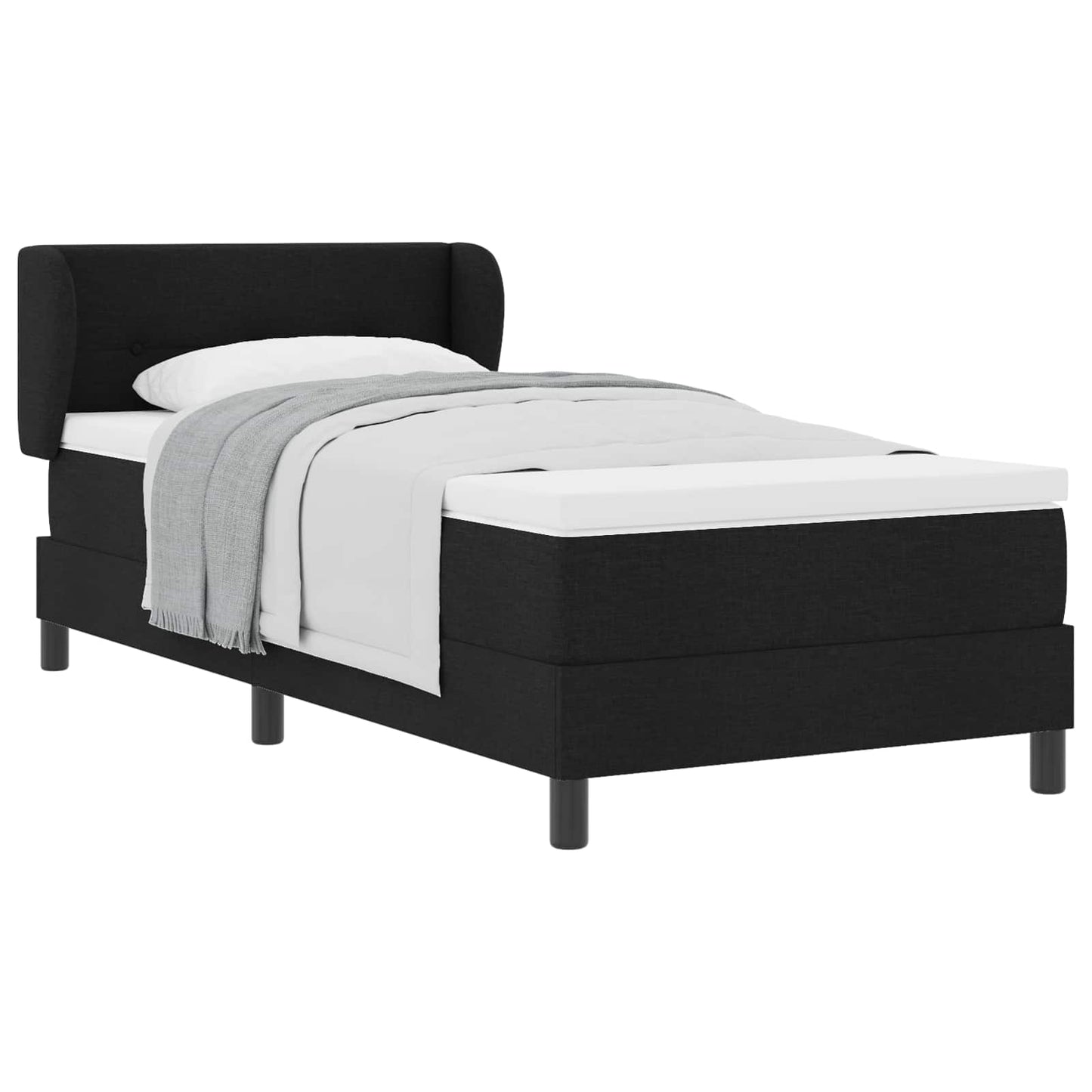 vidaXL Κρεβάτι με ελατήρια με κεφαλάρι Μαύρο 90 x 190 cm ύφασμα