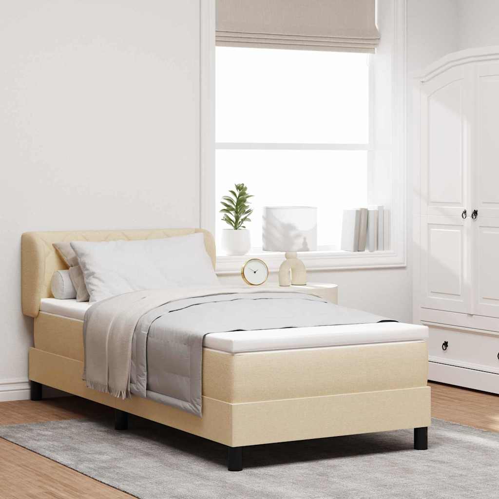 vidaXL Κρεβάτι με ελατήρια με κεφαλάρι Κρεμ 90 x 190 cm ύφασμα