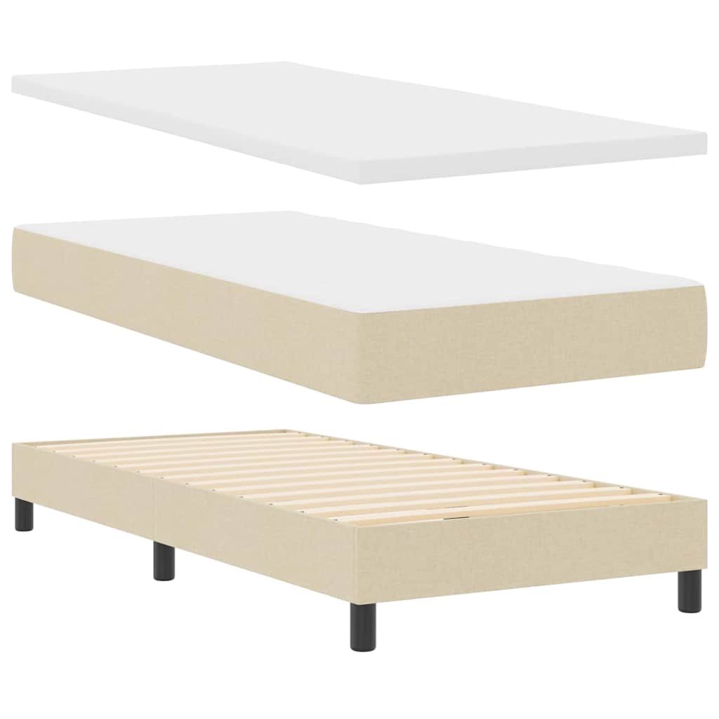 vidaXL Κρεβάτι με ελατήρια με κεφαλάρι Κρεμ 90 x 190 cm ύφασμα