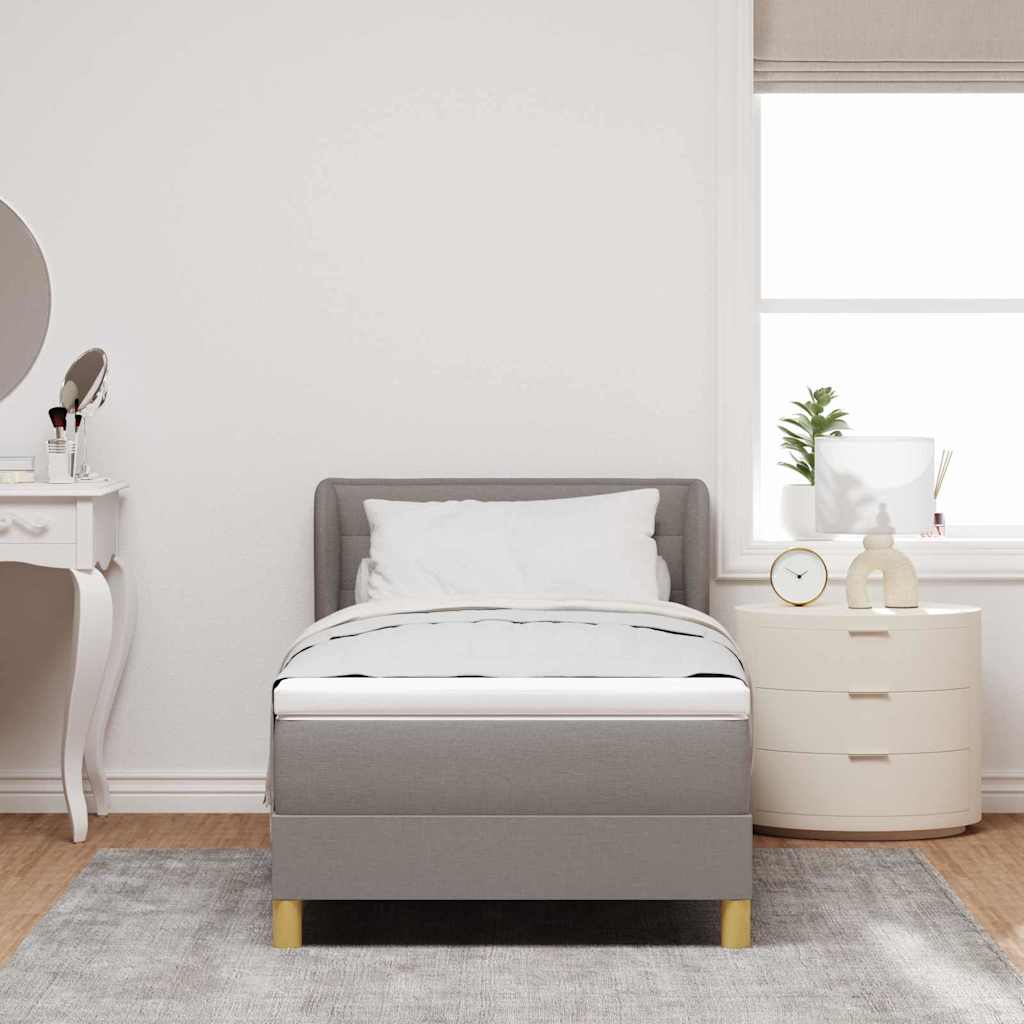 vidaXL Κρεβάτι με ελατήρια με κεφαλάρι Taupe 100 x 200 cm ύφασμα