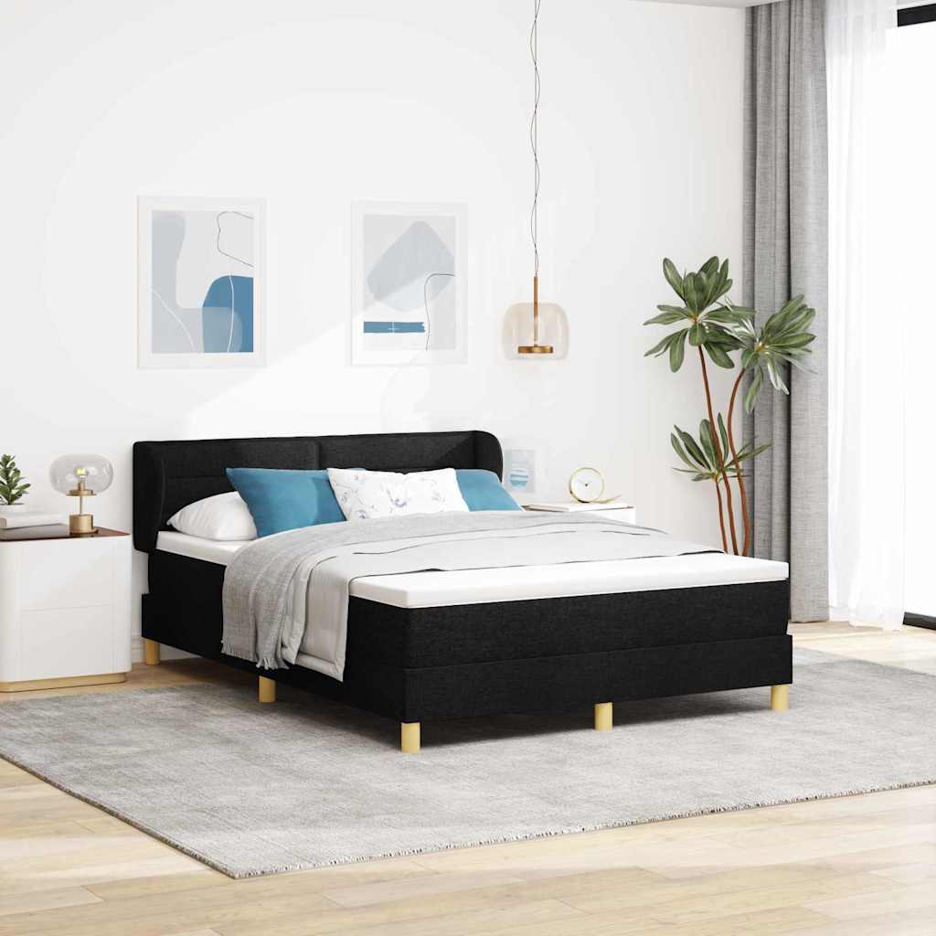 vidaXL Κρεβάτι με ελατήρια με στρώμα Μαύρο 140 x 200 cm ύφασμα