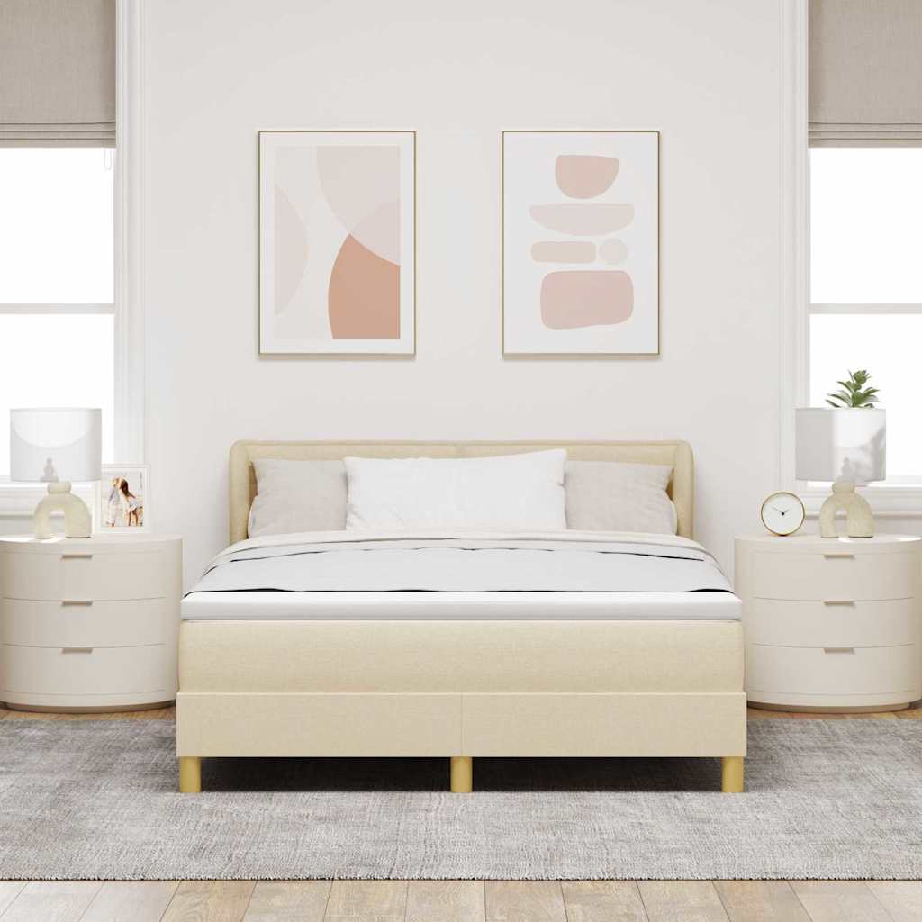 vidaXL Κρεβάτι με ελατήρια με στρώμα Κρεμ 160 x 200 cm ύφασμα