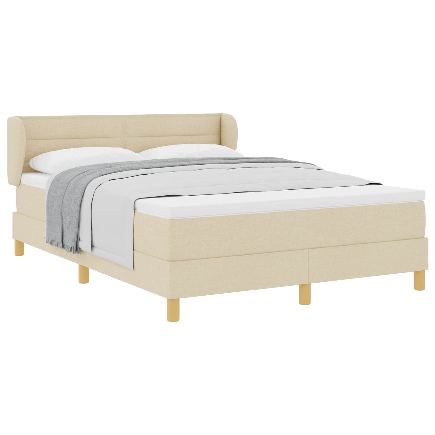vidaXL Κρεβάτι με ελατήρια με στρώμα Κρεμ 160 x 200 cm ύφασμα
