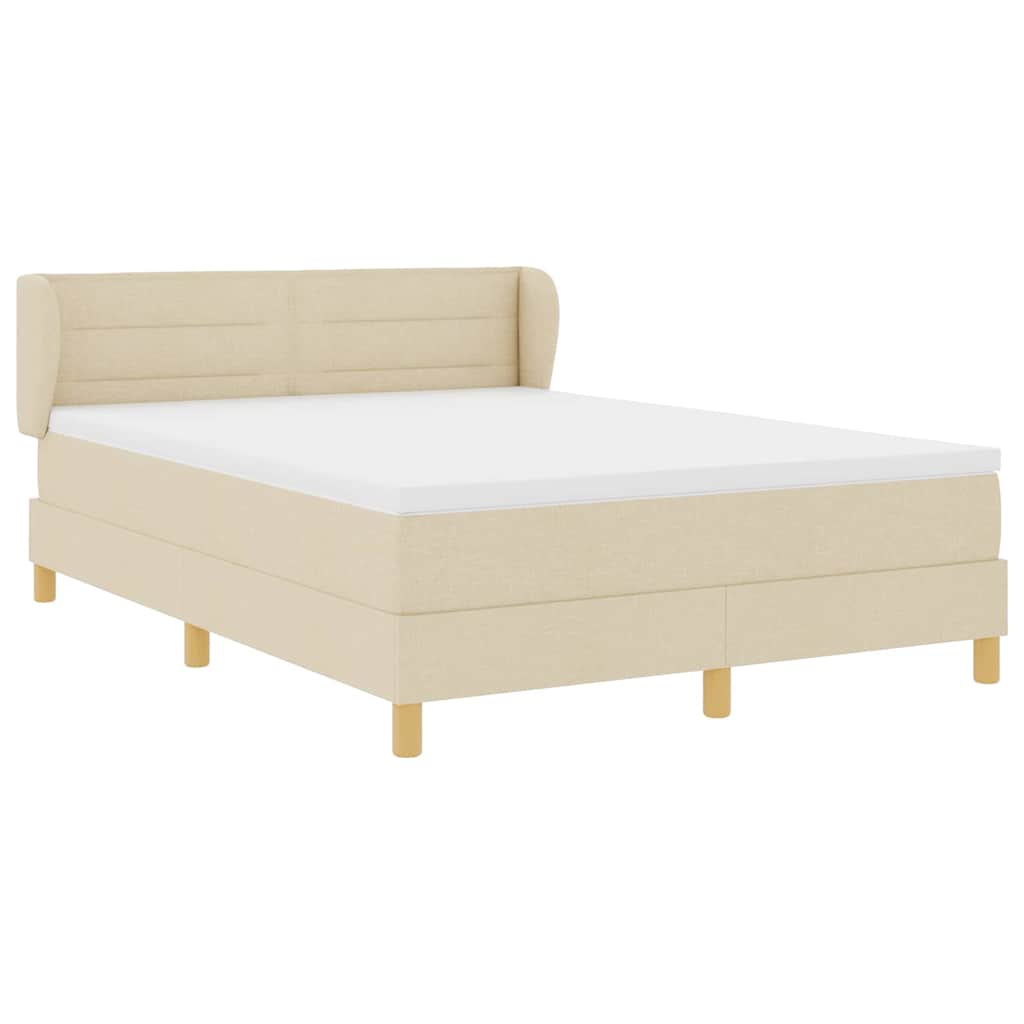 vidaXL Κρεβάτι με ελατήρια με στρώμα Κρεμ 160 x 200 cm ύφασμα