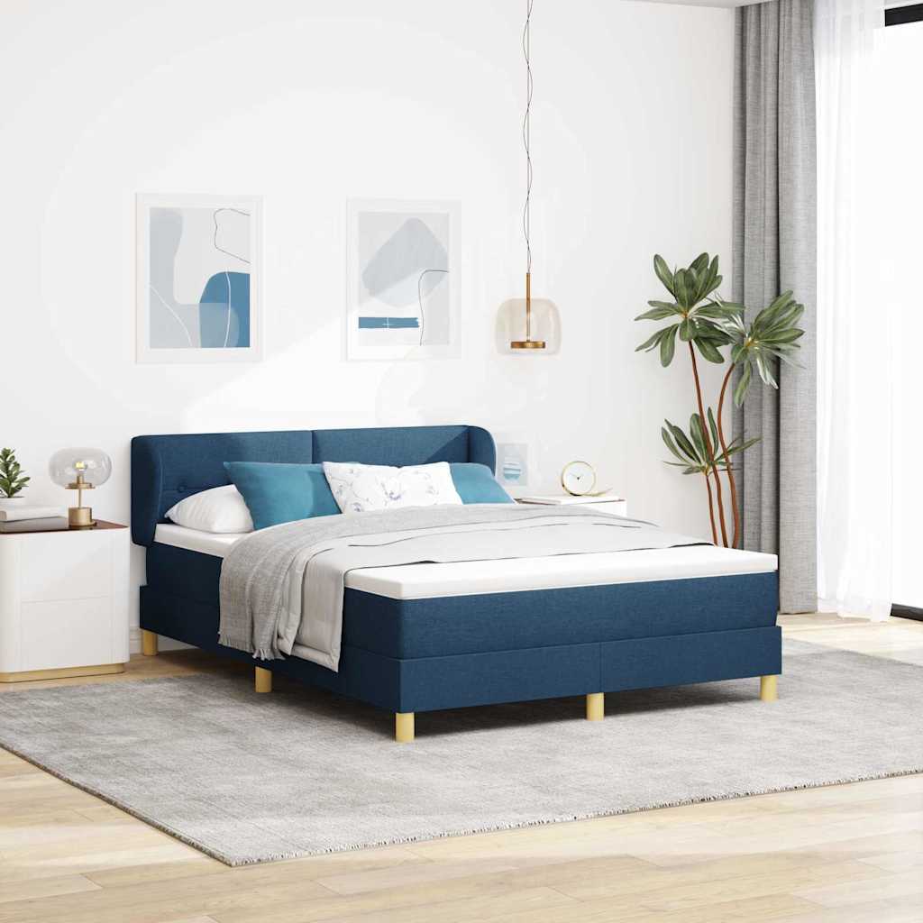 vidaXL Κρεβάτι με ελατήρια με κεφαλάρι Μπλε 140 x 190 cm ύφασμα
