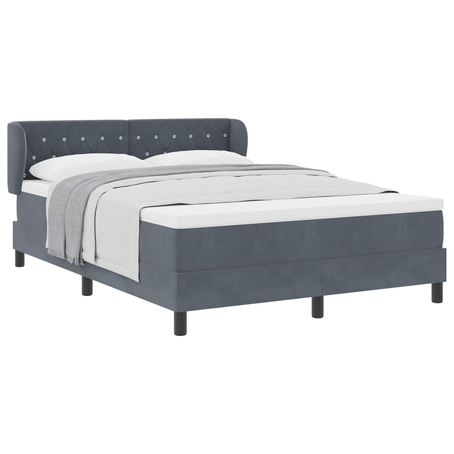 vidaXL Κρεβάτι με ελατήρια Σκούρο γκρι 140 x 190 cm Βελούδο