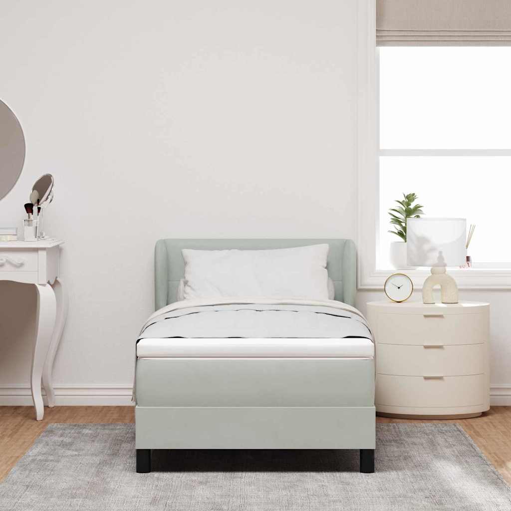vidaXL Κρεβάτι με ελατήρια Ανοιχτό γκρι 90 x 190 cm Βελούδο
