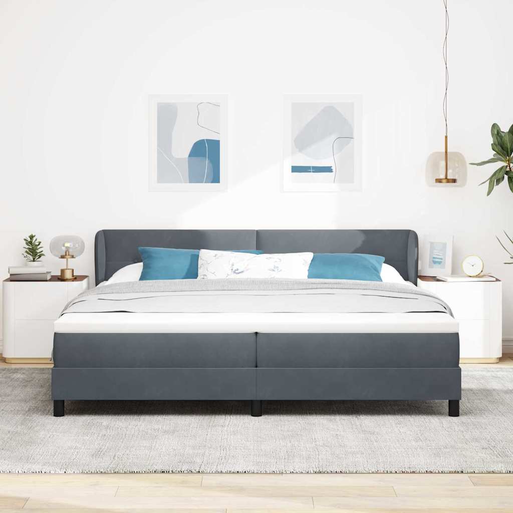 vidaXL Κρεβάτι με ελατήρια Σκούρο γκρι 200 x 200 cm Βελούδο