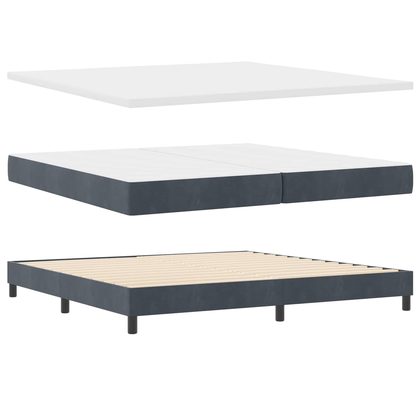 vidaXL Κρεβάτι με ελατήρια Σκούρο γκρι 200 x 200 cm Βελούδο