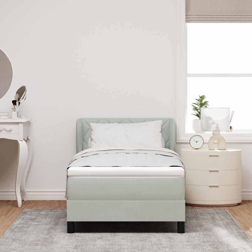 vidaXL Κρεβάτι με ελατήρια Ανοιχτό γκρι 90 x 190 cm Βελούδο