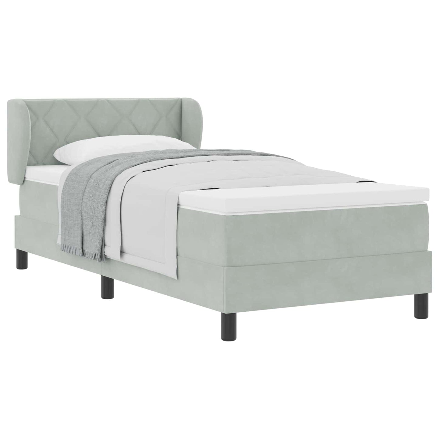 vidaXL Κρεβάτι με ελατήρια Ανοιχτό γκρι 90 x 190 cm Βελούδο
