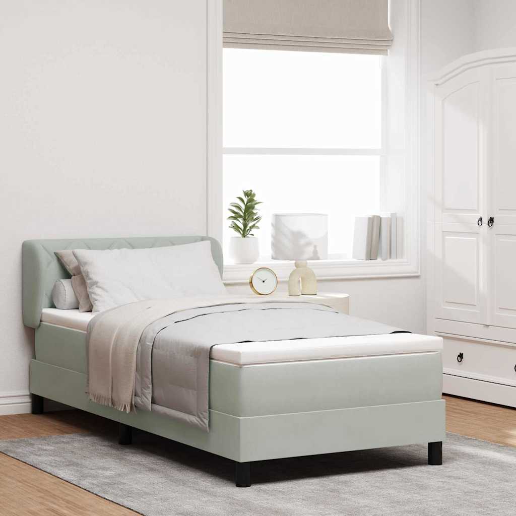 vidaXL Κρεβάτι με ελατήρια Ανοιχτό γκρι 90 x 200 cm Βελούδο