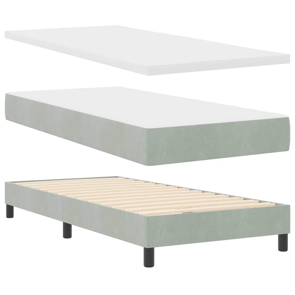 vidaXL Κρεβάτι με ελατήρια Ανοιχτό γκρι 90 x 200 cm Βελούδο