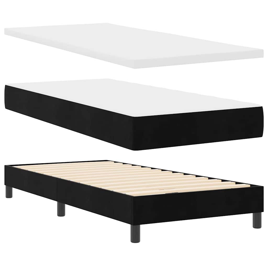 vidaXL Κρεβάτι με ελατήρια με κεφαλάρι Μαύρο 90 x 200 cm Βελούδο